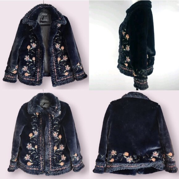 ZARA Boho Embroidered Faux Fur Teddy Coat - Picture 7 of 8